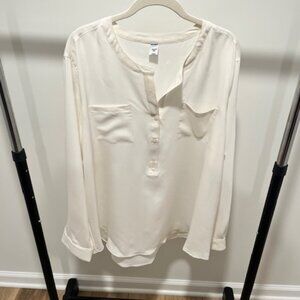 All White Sheer V Neck